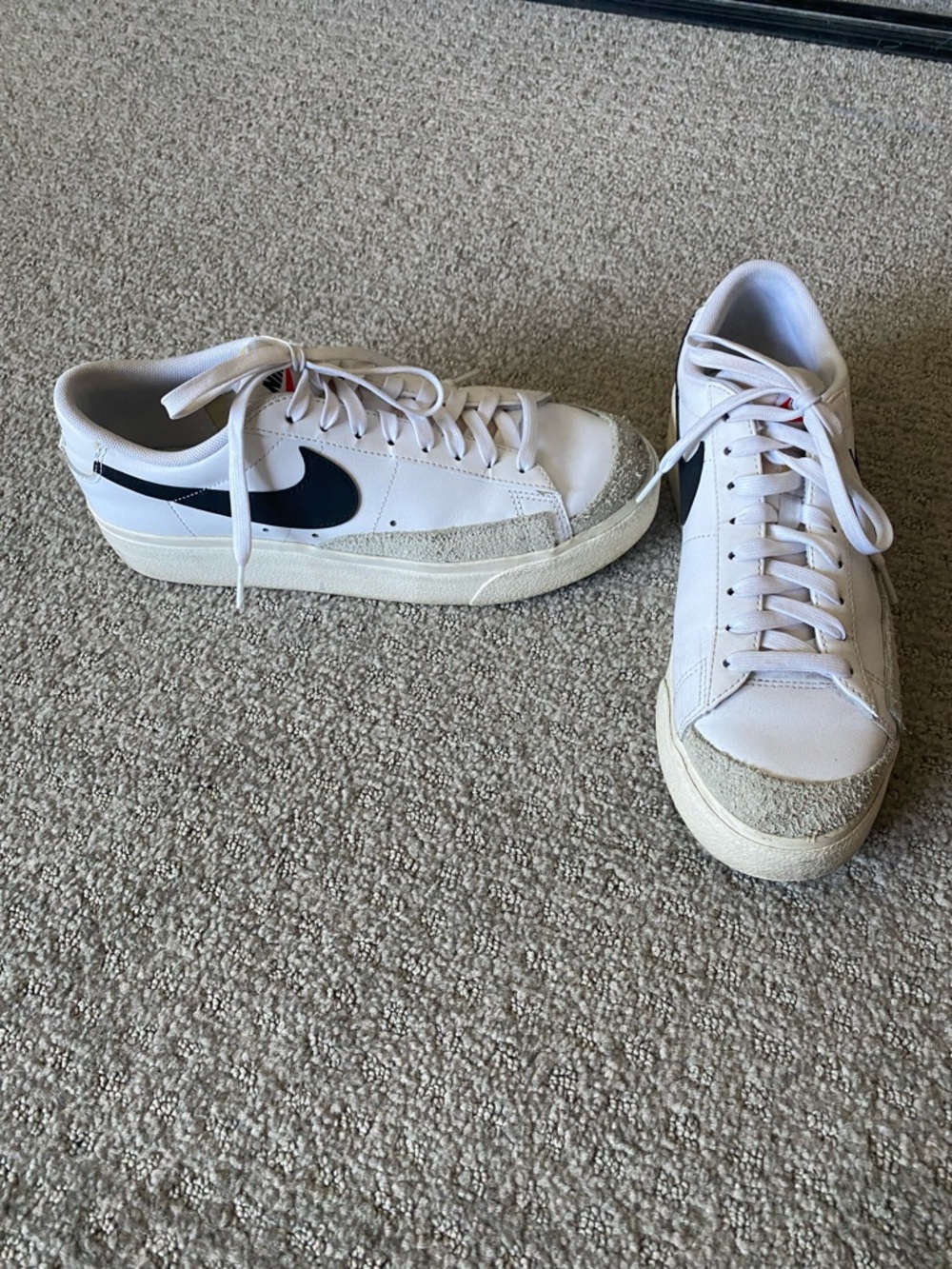 Nike Blazer Platform White Sneakers with Black Swoosh